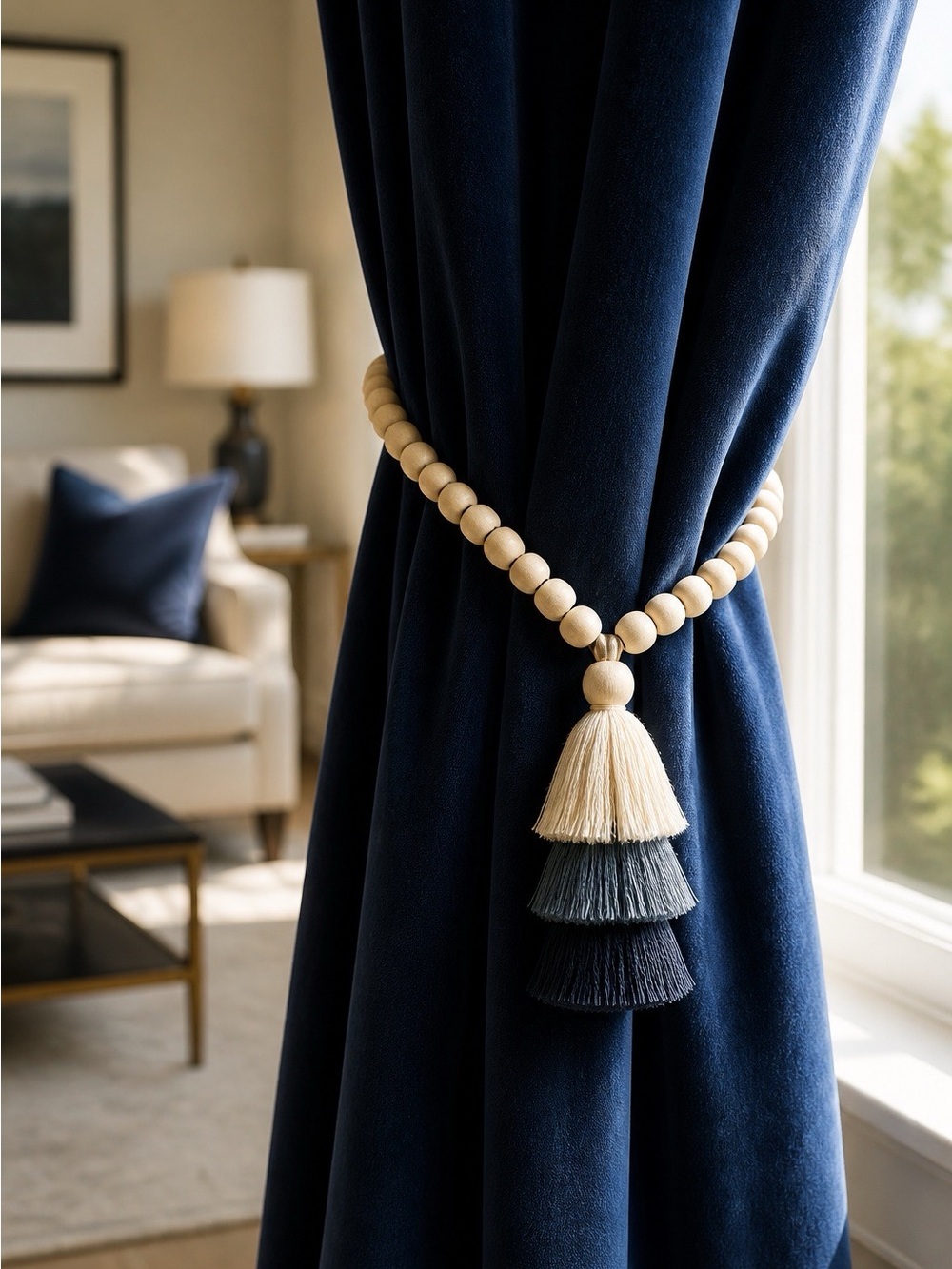 Elegant Tassel Beaded curtain tie set